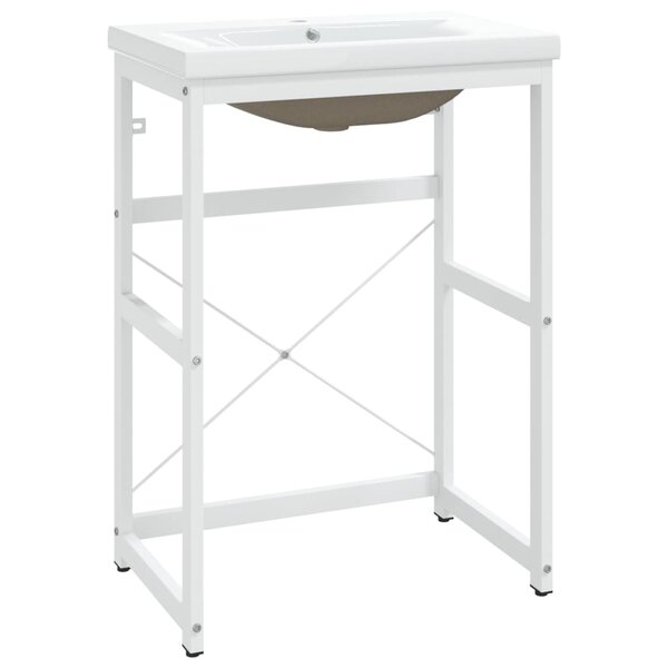 vidaXL Cadre de lavabo de salle de bain vasque à encastrer Blanc Fer