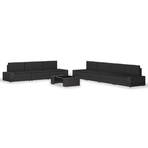 vidaXL Salon de jardin 8 Pièces Résine tressée Noir