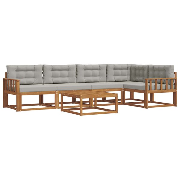 vidaXL Ensemble de canapés d'extérieur 6 Pièces Naturel et gris clair