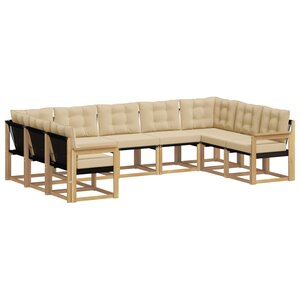 vidaXL Ensemble de canapés d'extérieur 9 Pièces Blanc et Beige