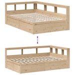 vidaXL Lit bibliothèque sans matelas 135x190 cm bois de pin massif