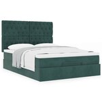 vidaXL Cadre de lit ottoman avec matelas vert foncé 140x200 cm velours