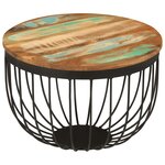 vidaXL Table basse Ø50x35 cm bois de récupération massif et acier