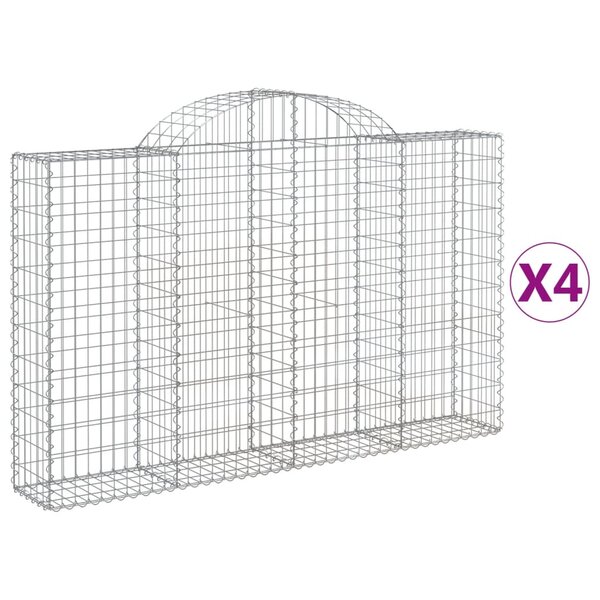 vidaXL Paniers à gabions arqués 4 Pièces 200x30x120/140 cm Fer galvanisé