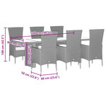 vidaXL Ensemble à manger de jardin et coussins 7 Pièces beige poly rotin