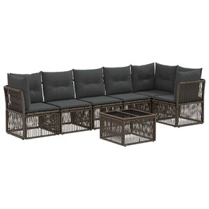 vidaXL Ensemble de canapé de jardin 7 Pièces Gris polyrotin