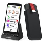 Smartphone senior g50 de swissvoice avec housse de protection