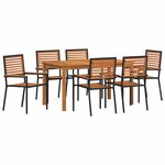 vidaXL Ensemble de salle à manger pour jardin 7 Pièces Noir Poly rotin