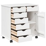vidaXL Cabinet roulant Blanc 63 5 x 39 x 65 5 cm Bois de Pin Massif