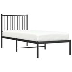 vidaXL Cadre de lit métal sans matelas avec tête de lit noir 75x190 cm