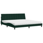 vidaXL Lit avec matelas Hanko vert foncé 200x200 cm velours