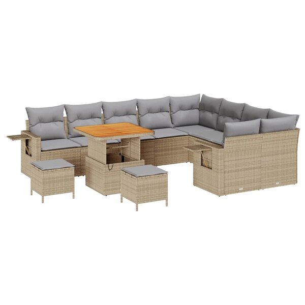 vidaXL Ensemble de canapé de jardin 12 Pièces beige et gris clair