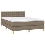 vidaXL Sommier à lattes de lit avec matelas LED Taupe 140x190 cm Tissu