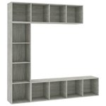 vidaXL Jeu de bibliothèque/meuble TV 3 Pièces Gris béton 180x30x180 cm