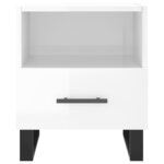 vidaXL Table de chevet blanc brillant 40x35x47 5 cm bois d’ingénierie