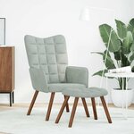 vidaXL Chaise de relaxation avec tabouret Gris clair Velours