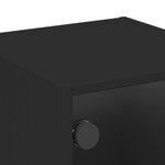 vidaXL Table de chevet avec porte en verre noir 35x37x35 cm