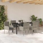vidaXL Ensemble de salle à manger pour jardin 7 Pièces Gris Poly rotin