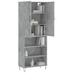 vidaXL Buffet haut Gris béton 69 5x34x180 cm Bois d'ingénierie