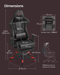Fauteuil gaming chaise de bureau ergonomique pivotant dossier inclinable accoudoirs 3d repose-pieds support lombaire appui-tête capacité de charge 150 kg noir 12_0005919