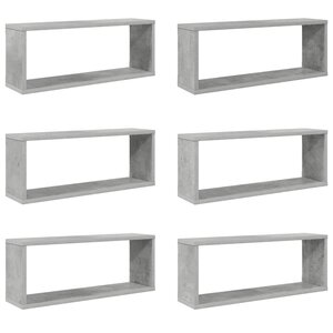 vidaXL Étagères murales cube 6 Pièces Gris béton Bois d’ingénierie