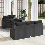 vidaXL Ensemble de canapé de jardin 6 Pièces Noir 100 x 55 x 73 cm