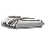 vidaXL Cadre de lit avec LED sans matelas gris béton 135x190 cm