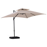 Parasol déporté carré double toit inclinable pivotant manivelle lestage inclus dim. 2 7L x 2 7l x 2 6H m acier polyester beige