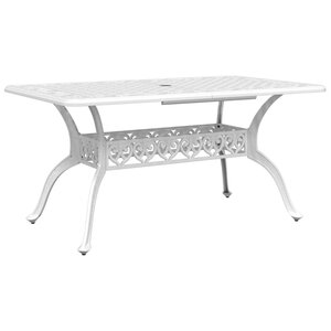 vidaXL Table de jardin blanc 150x90x72 cm aluminium coulé