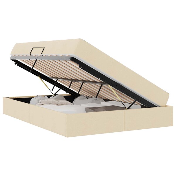 vidaXL Lit avec rangement et matelas Crème 140 x 200 cm Polyester