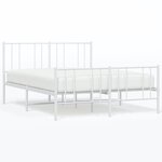 vidaXL Cadre de lit métal avec tête de lit/pied de lit blanc 140x190cm