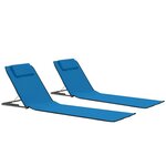 vidaXL Tapis de plage pliables 2 Pièces Acier et tissu Bleu
