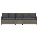 vidaXL Canapé de jardin avec coussins 5 places gris résine tressée