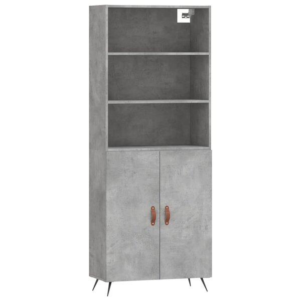 vidaXL Buffet haut Gris béton 69 5x34x180 cm Bois d'ingénierie