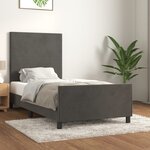 vidaXL Cadre de lit avec tête de lit Gris foncé 90x190 cm Velours