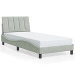 vidaXL Cadre de lit avec tête de lit Gris clair 90x190 cm Velours