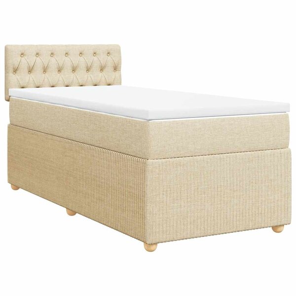 vidaXL Sommier à lattes de lit et matelas Crème 90x190 cm Tissu