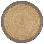 vidaXL Tapis fait à la main Jute avec bord gris 180 cm
