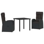 vidaXL Ensemble de salle à manger pour jardin 3 Pièces Noir polyrotin