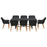 vidaXL Ensemble de salle à manger pour jardin 9 Pièces Noir polyrotin