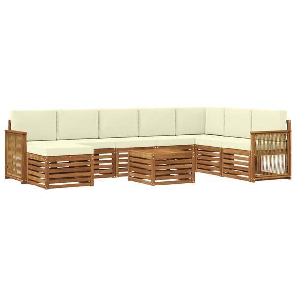 vidaXL Ensemble de canapés d'extérieur 7 pc Naturel et Crème