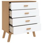 vidaXL Armoire à tiroirs OLDEN blanc et marron bois de pin solide