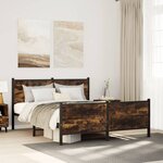 vidaXL Cadre de lit en métal sans matelas chêne fumé 137x190 cm