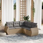 vidaXL Salon de jardin avec coussins 5 Pièces beige résine tressée