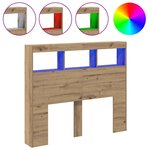 vidaXL Cabinet de Tête de Lit avec LED avec étagère chêne artisanal