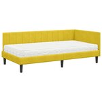 vidaXL Cadre de lit d'angle avec matelas Jaune 90 x 190 cm Velours