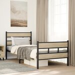 vidaXL Cadre de lit en métal sans matelas chêne sonoma 90x190 cm