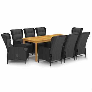 vidaXL Ensemble à manger de jardin 9 Pièces Gris foncé