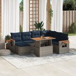 vidaXL Salon de jardin 8 Pièces avec coussins gris résine tressée