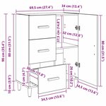 vidaXL Buffet Chêne noir 34 x 69.5 x 90 cm Bois d'ingénierie